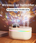 Projection Lamp Wireless Humidifier USB Charging Starry Sky Light Air Humidifier Double Nozzles Heavy Fog Sprayer for Baby Room
